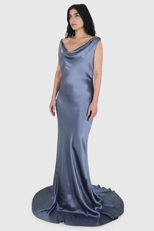 Vintage Alexander Mcqueen 2007 Cowl Neck Silk Gown