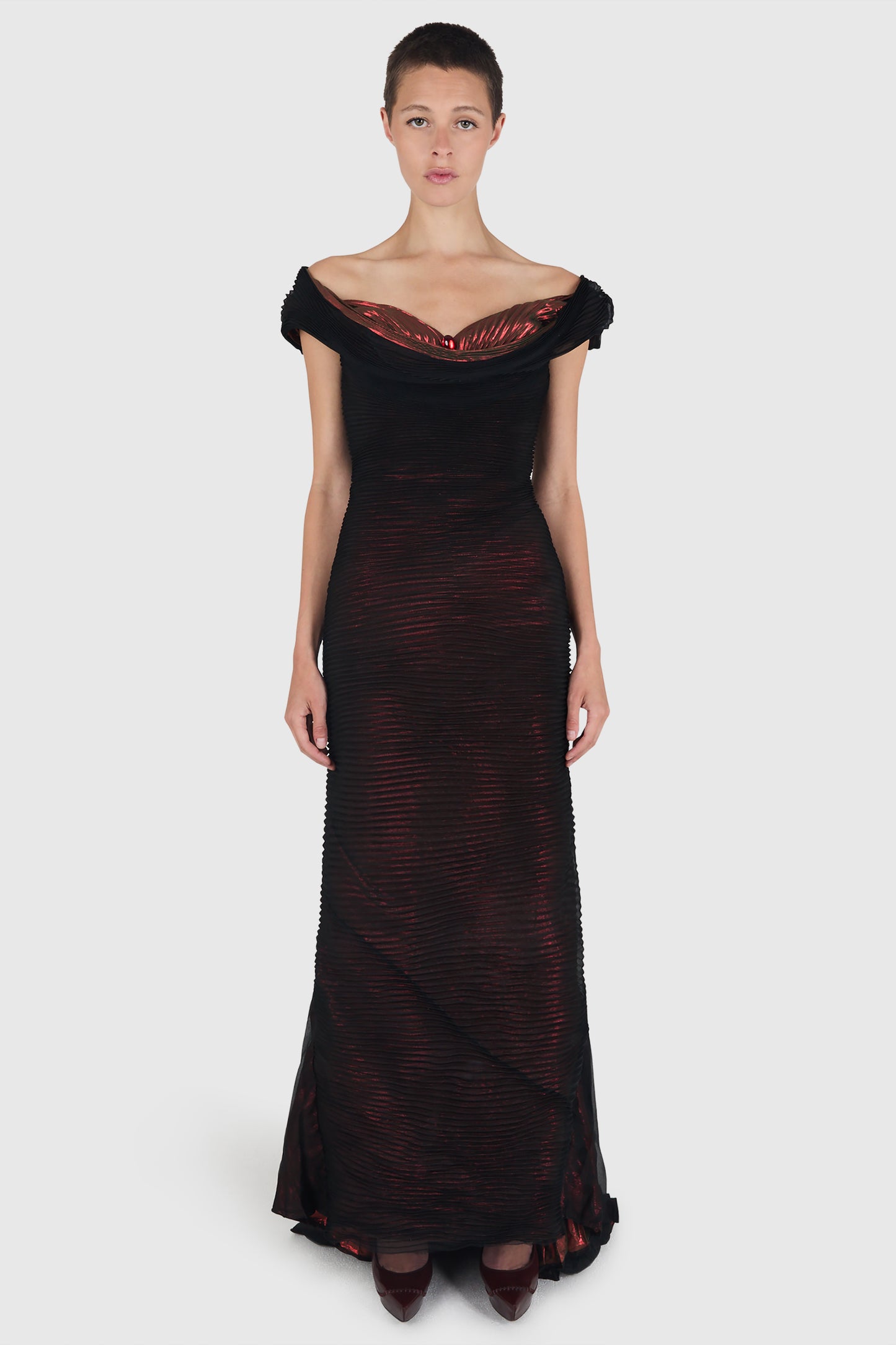 Vintage 1980's Anthony Price Pleated Lamé Gown