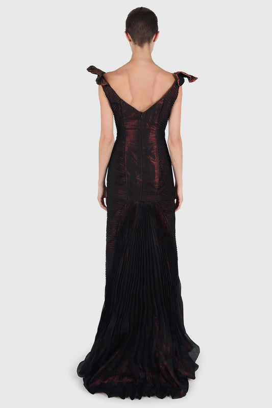 Vintage 1980's Anthony Price Pleated Lamé Gown