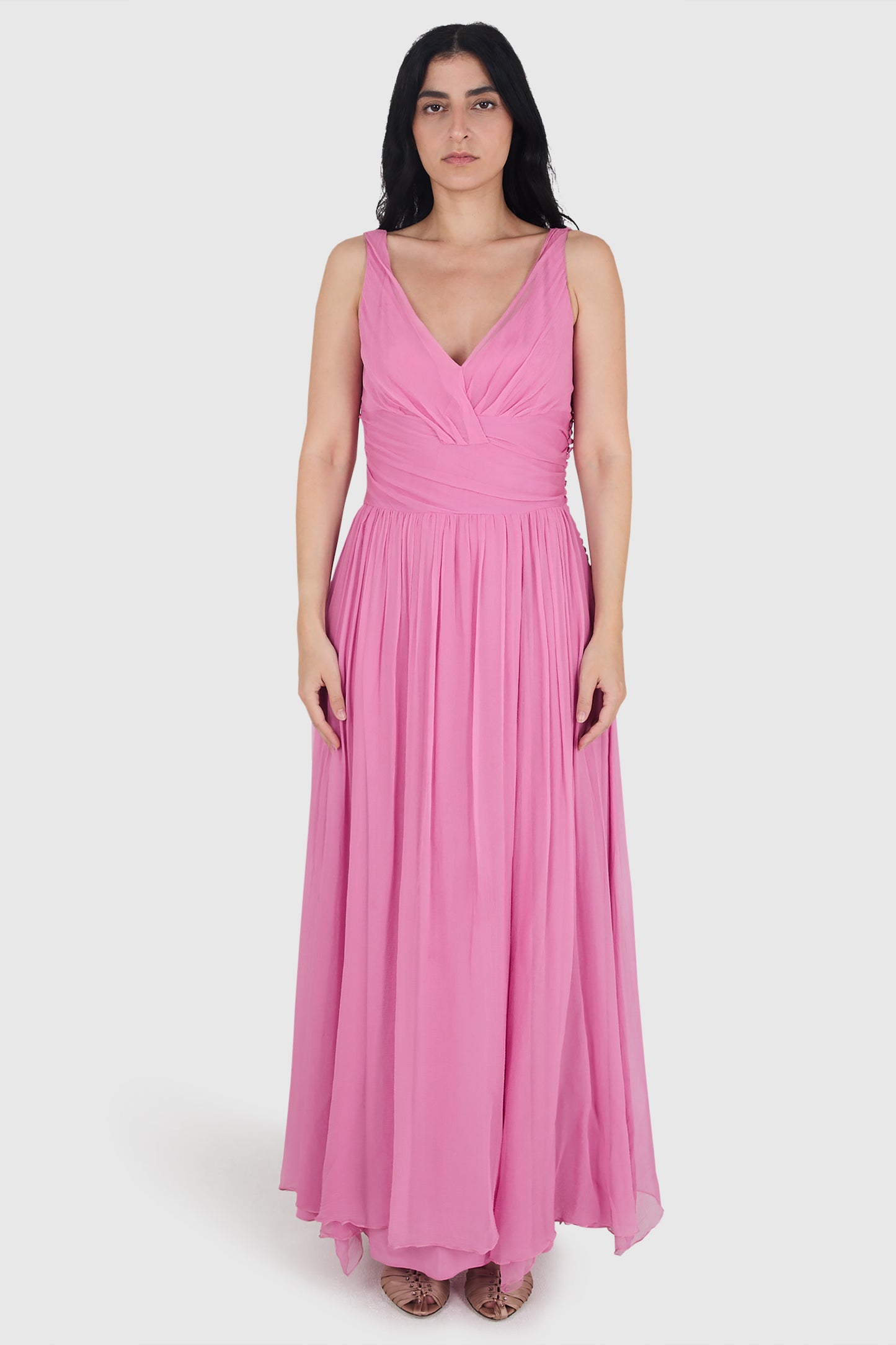 Vintage Christian Dior by John Galliano Silk Gown & Pink Silk Scarf
