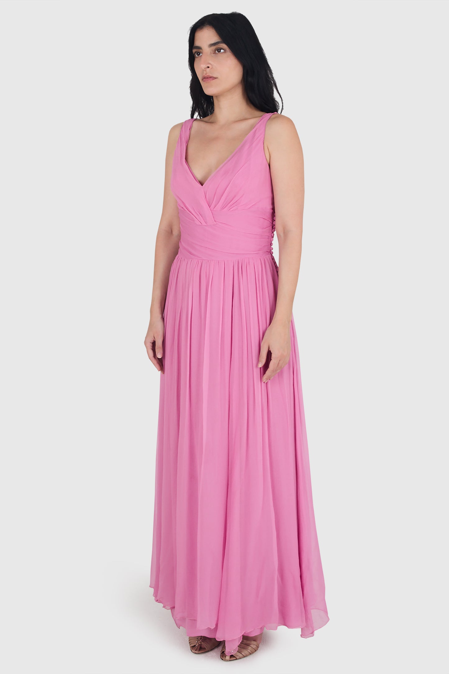 Vintage Christian Dior by John Galliano Silk Gown & Pink Silk Scarf