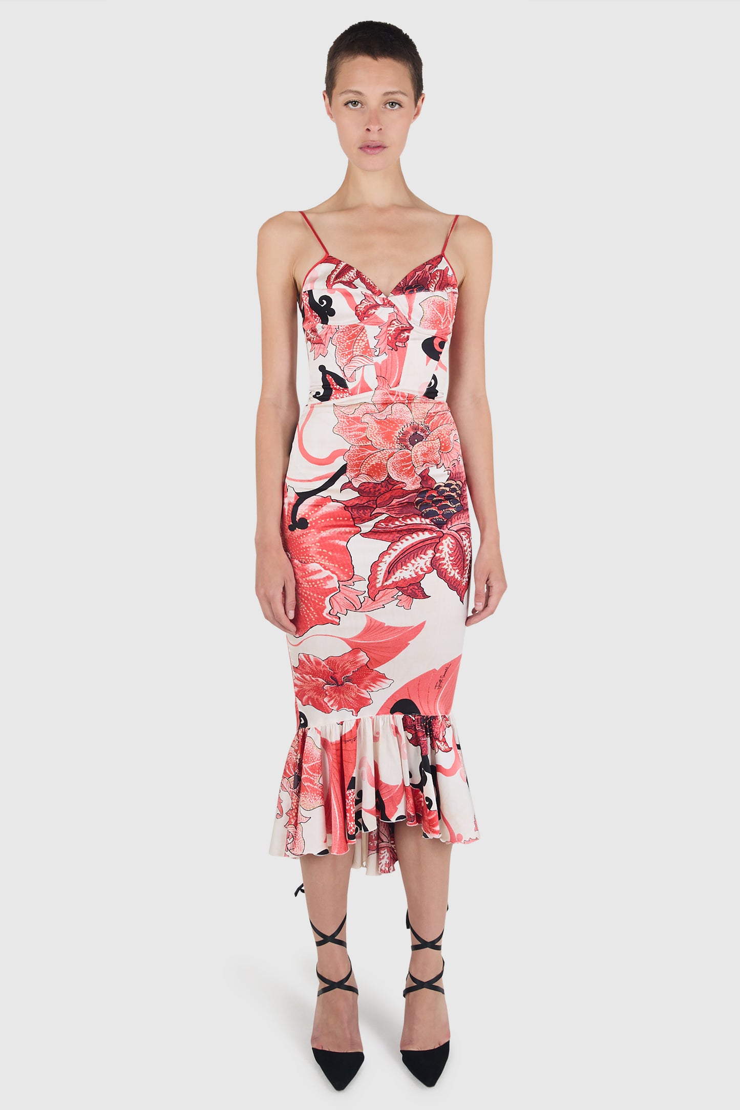 Vintage Just Cavalli 2007 Floral Mermaid Silk Dress