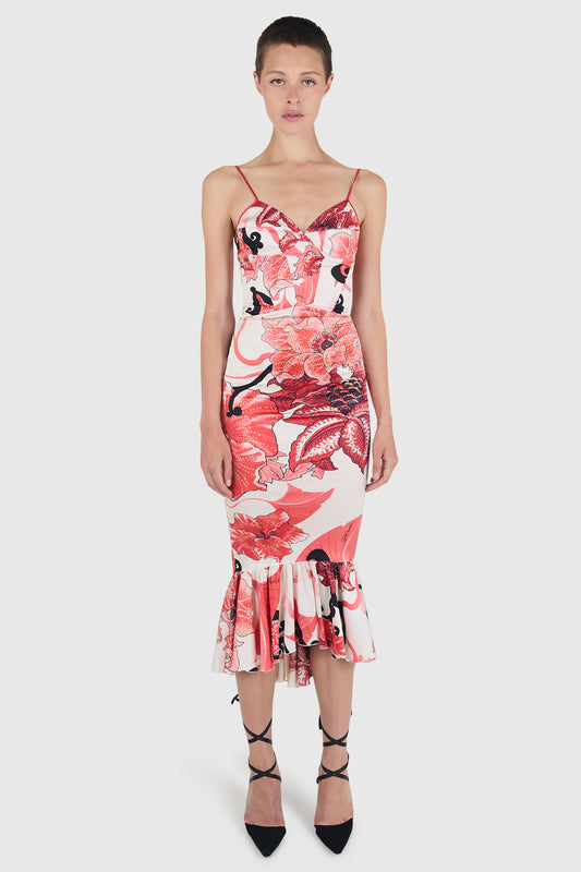 Vintage Just Cavalli 2007 Floral Mermaid Silk Dress