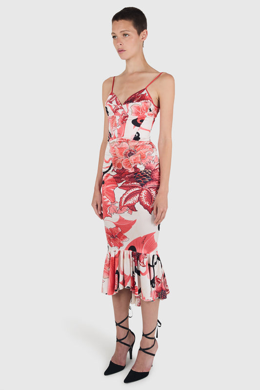 Vintage Just Cavalli 2007 Floral Mermaid Silk Dress
