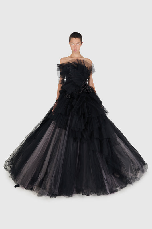 Vintage Ralph & Russo F/W 2014 Lavender and Black Tulle Ballgown