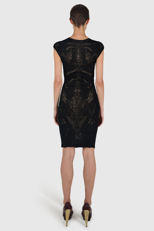 Vintage Alexander Mcqueen Circa 2010 Skeleton Black Dress