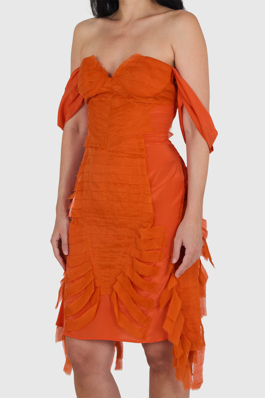 Vintage Gucci By Tom Ford S/S 2004 Orange Silk Dress