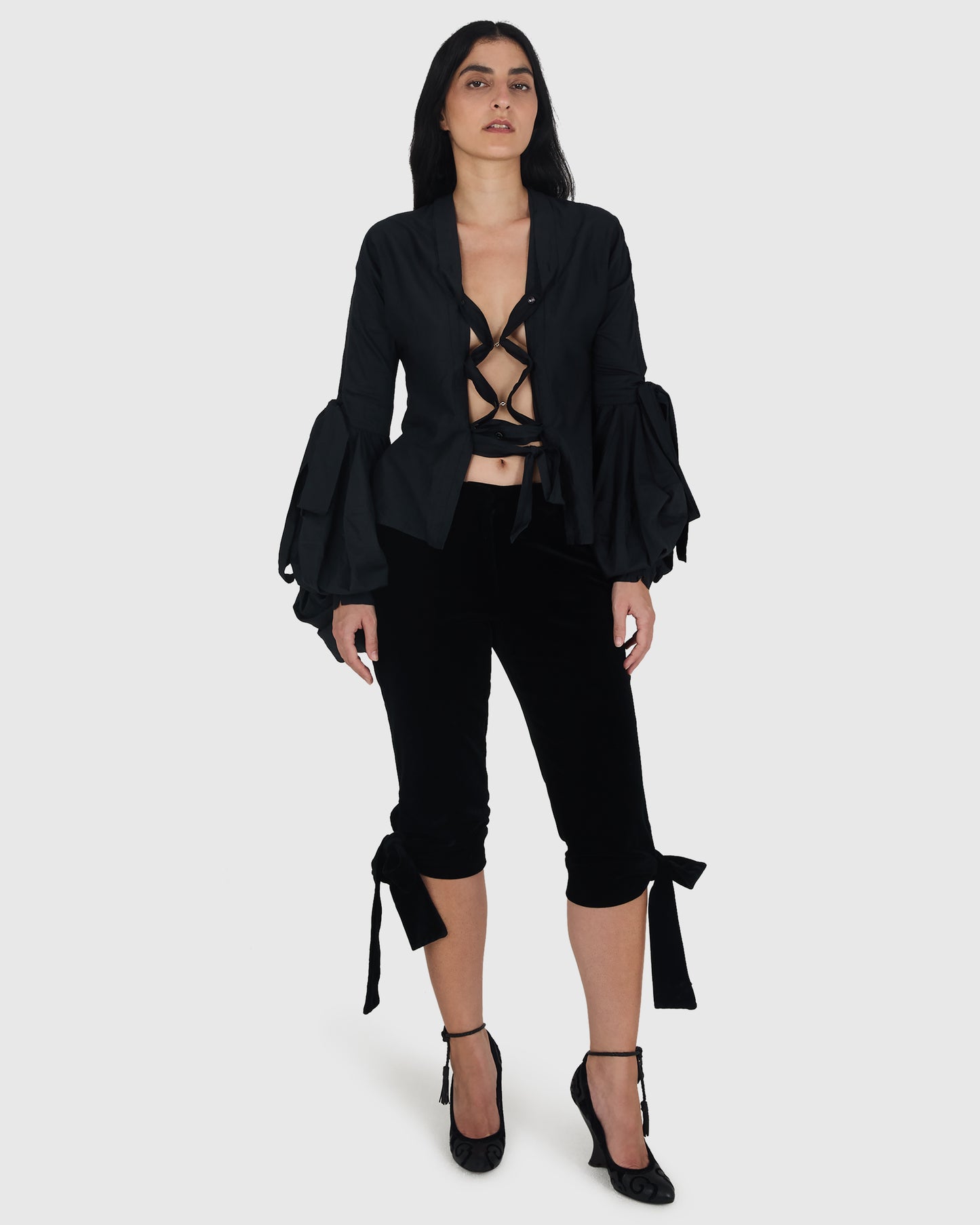 Vintage YSL F/W 2002  Blouse and Velvet Capri Look