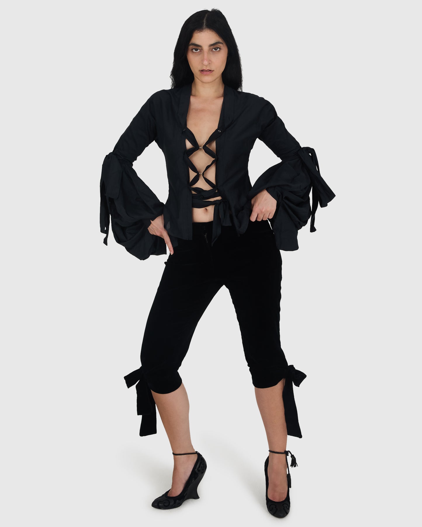 Vintage YSL F/W 2002  Blouse and Velvet Capri Look