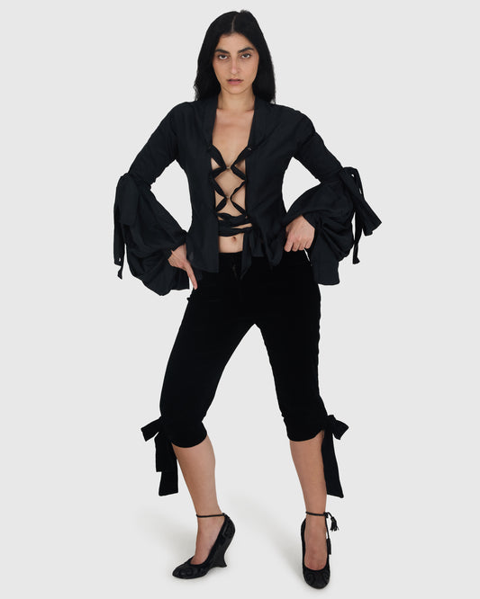 Vintage YSL F/W 2002  Blouse and Velvet Capri Look