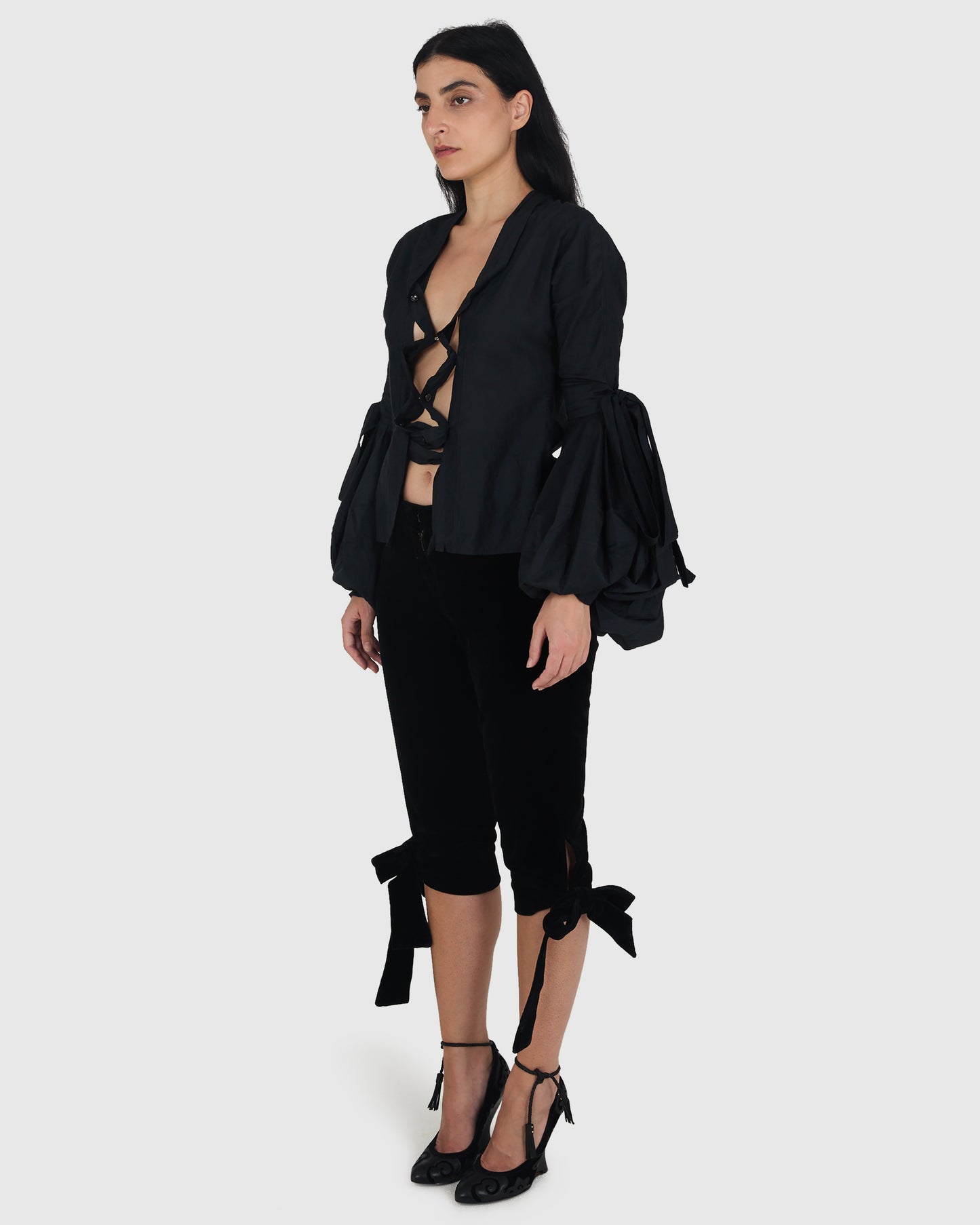 Vintage YSL F/W 2002  Blouse and Velvet Capri Look