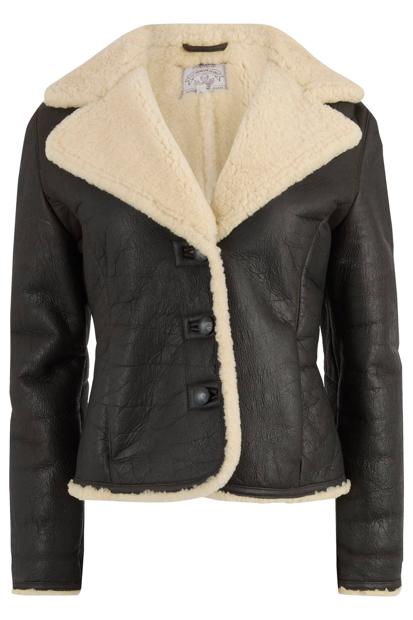 Vintage 1990's Armani Jeans Brown. Leather Shearling Jacket