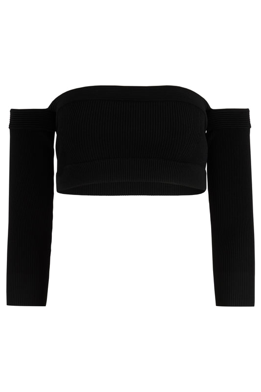 Vintage Alexander McQueen Off-Shoulder Black Top