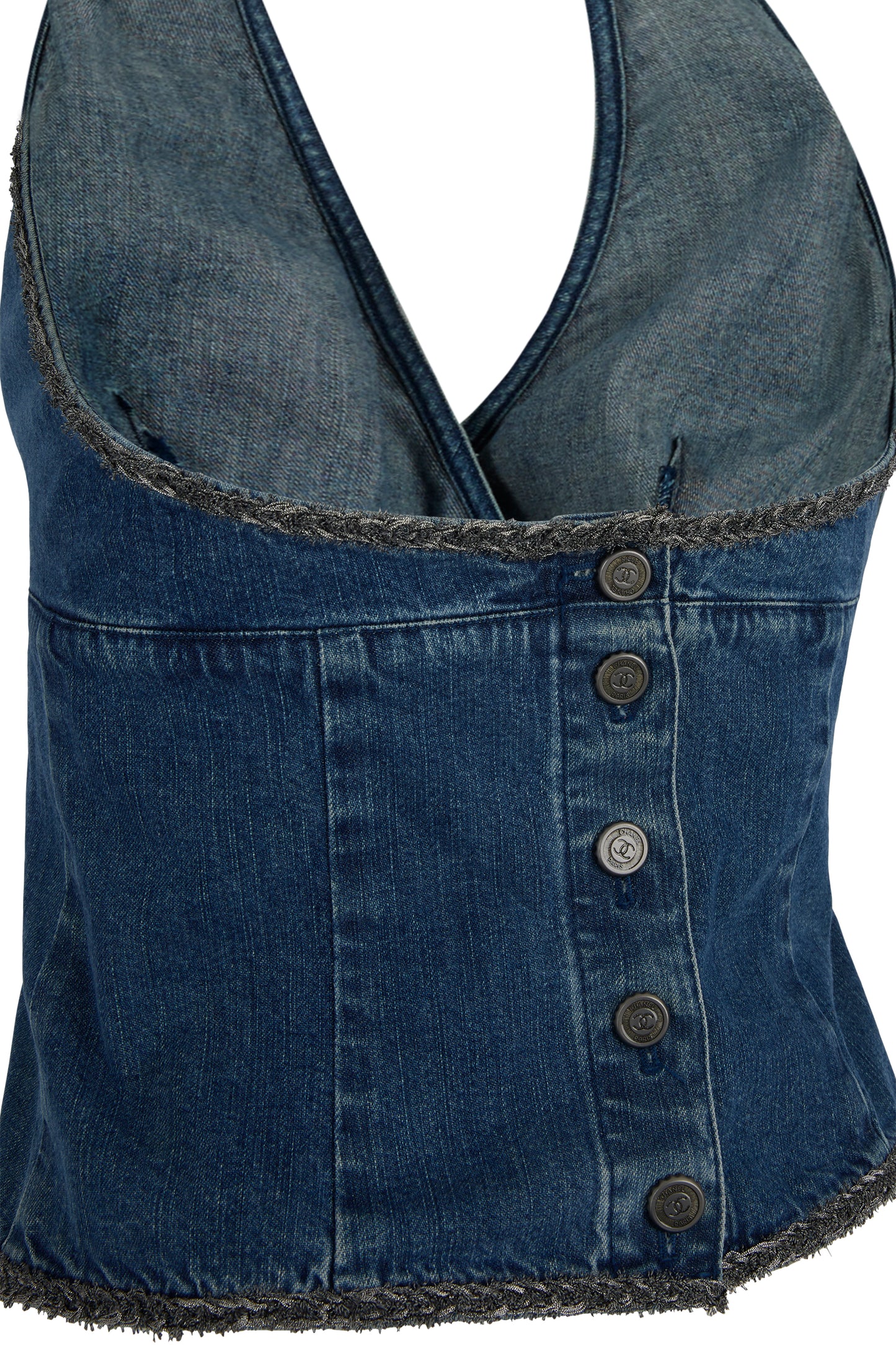 Vintage Chanel 2000's Denim Halterneck Top