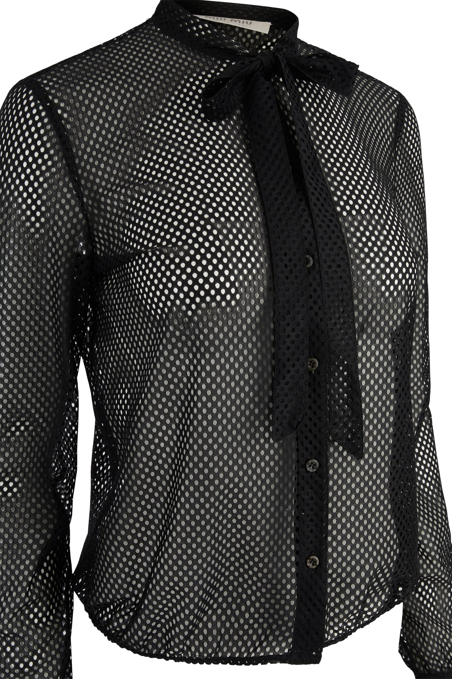 Vintage Miu Miu F/W 2000's Runway Perforated Black Blouse