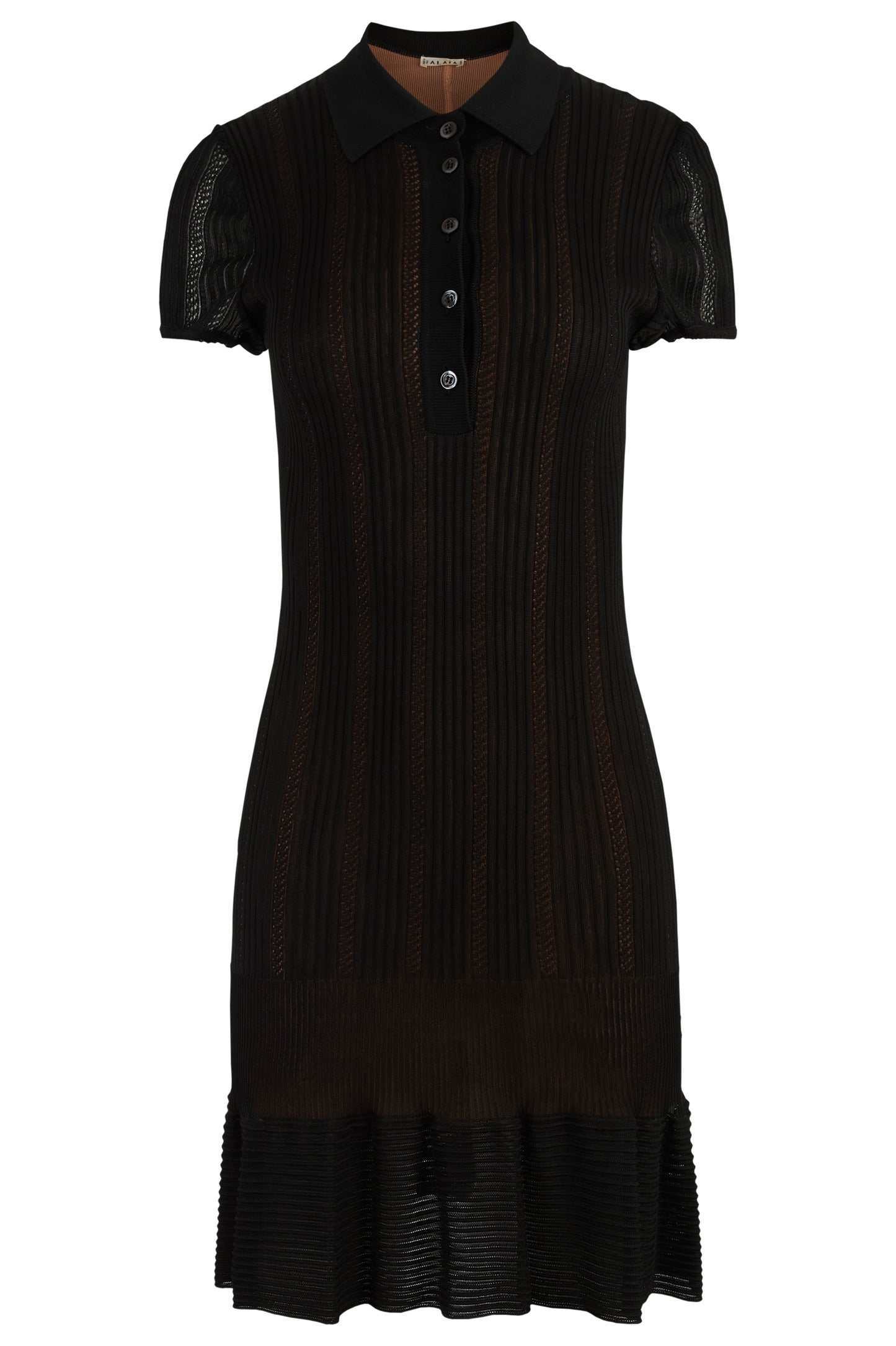 Alaia Ribbed Black Polo Dress