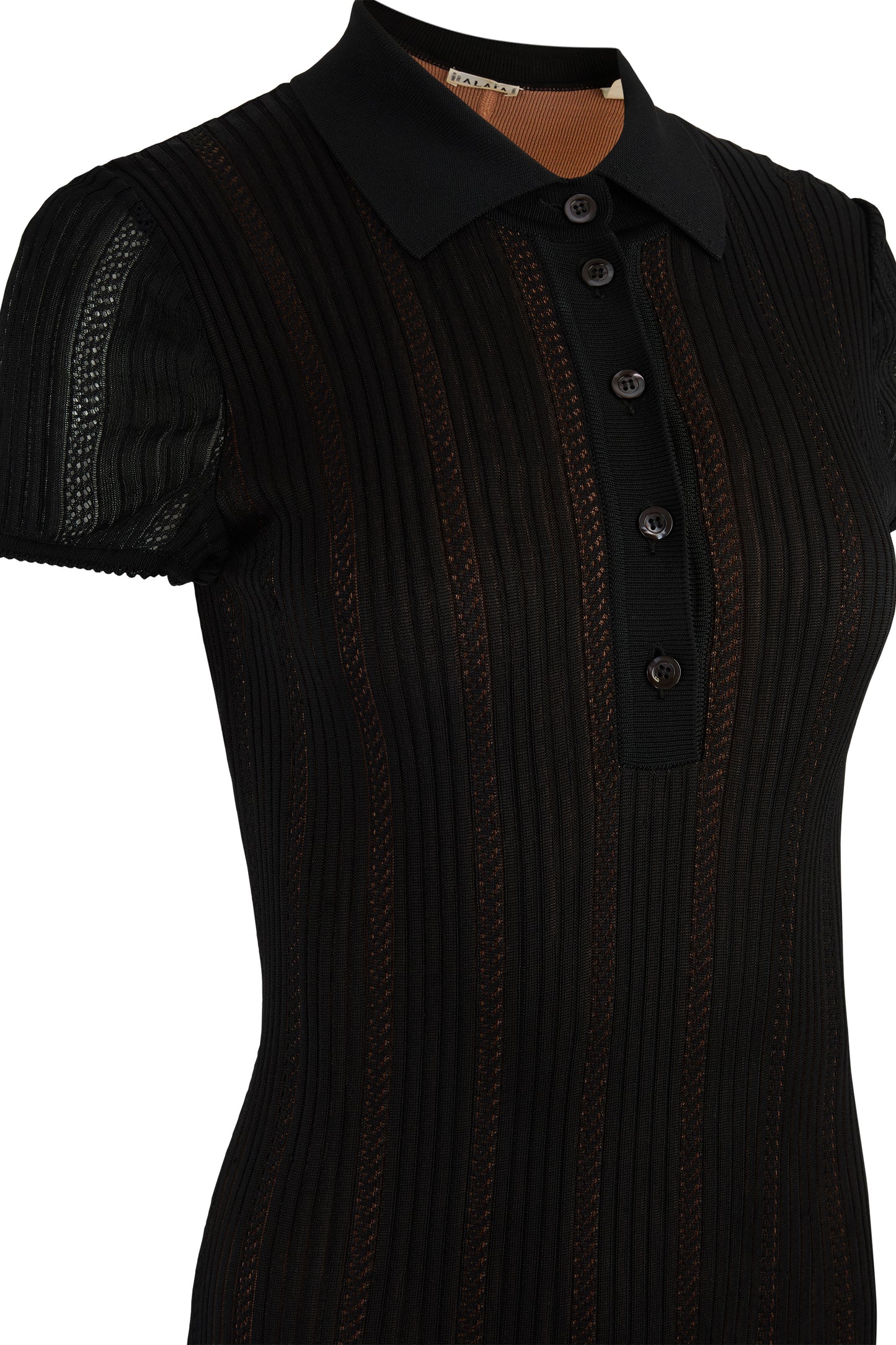 Alaia Ribbed Black Polo Dress