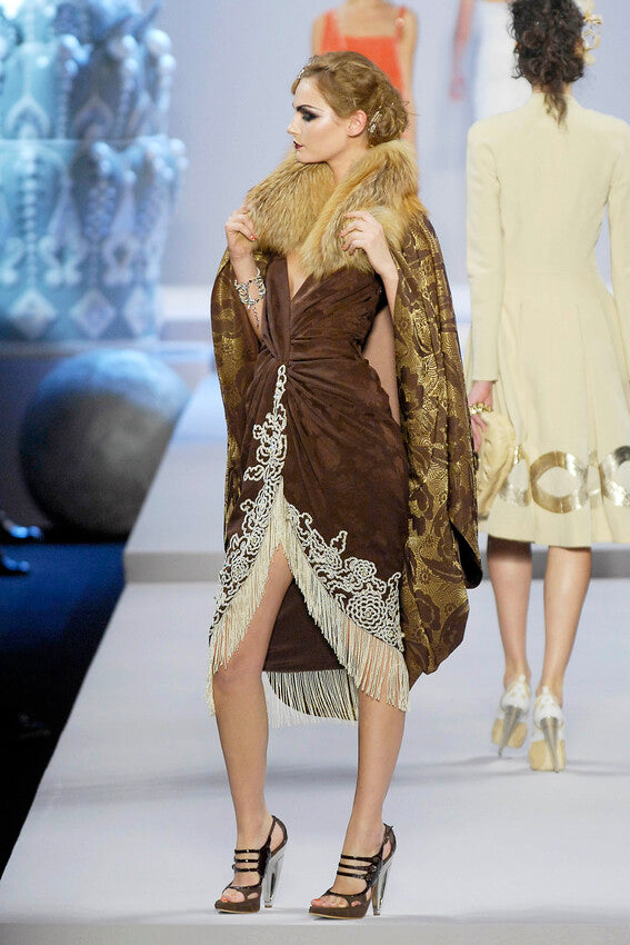 Vintage Christian Dior S/S 2008 Ivory Fringe Beaded Dress