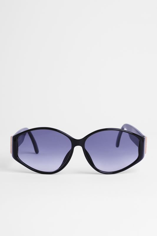 Angular Oval Black Sunglasses