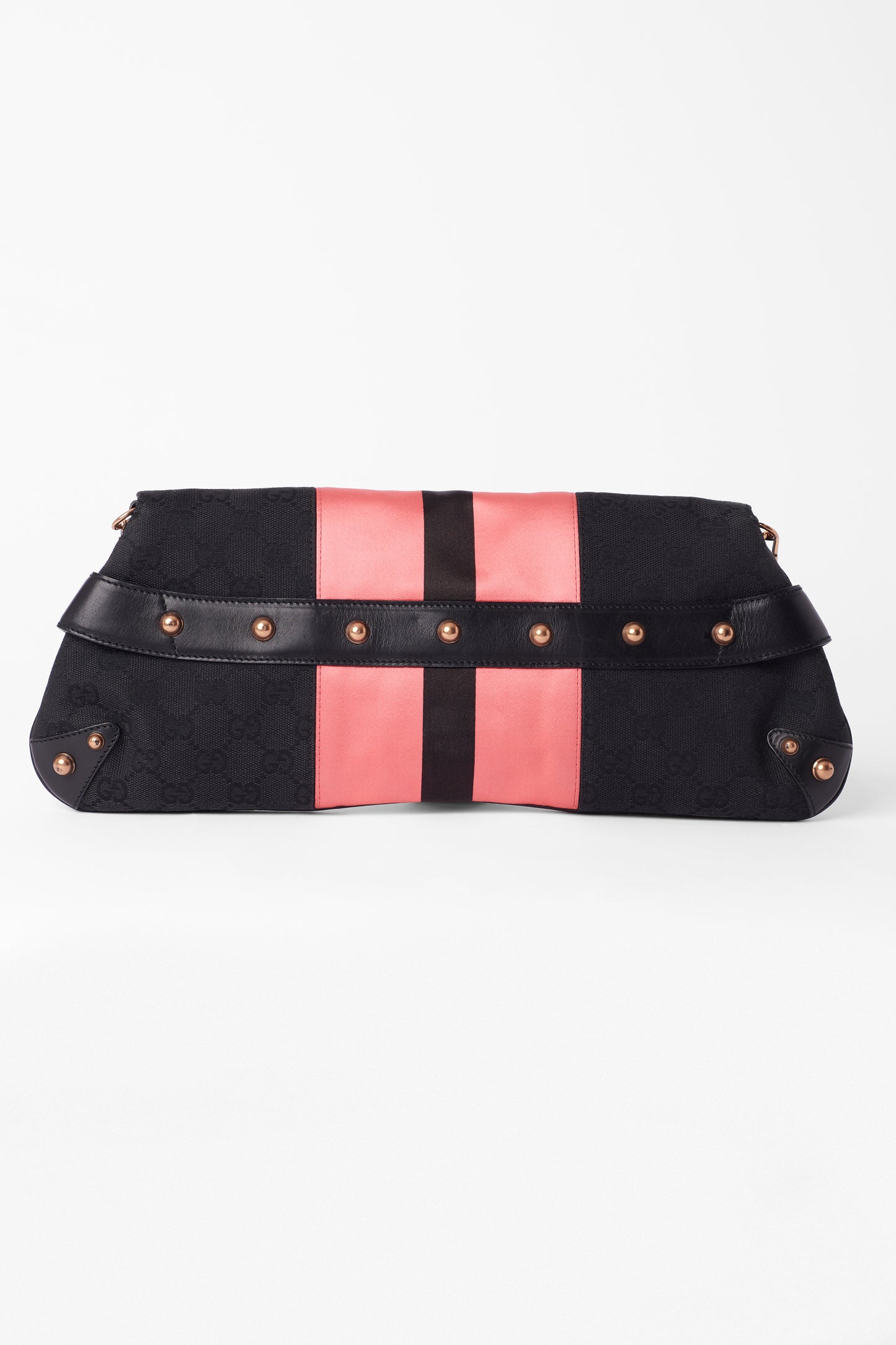 S/S 2004 Runway Black&Pink GG Canvas Horsebit Clutch