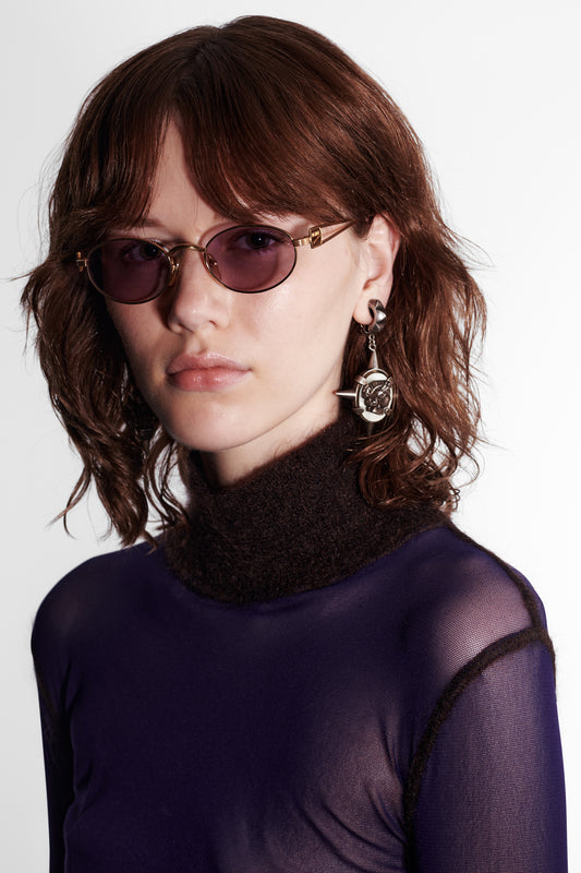 1990's Junior Gaultier Purple Oval Sunglasses