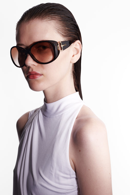 Oversize Oval Tortoiseshell Sunglasses