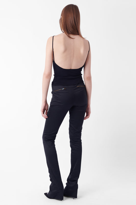 Vintage Black High Neck Backless Top