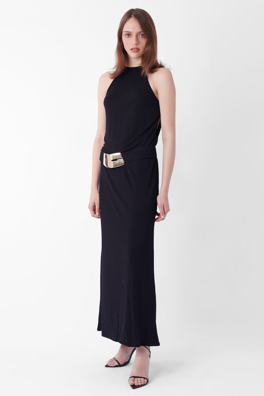 FW 1996 Runway Keyhole Black Maxi Dress