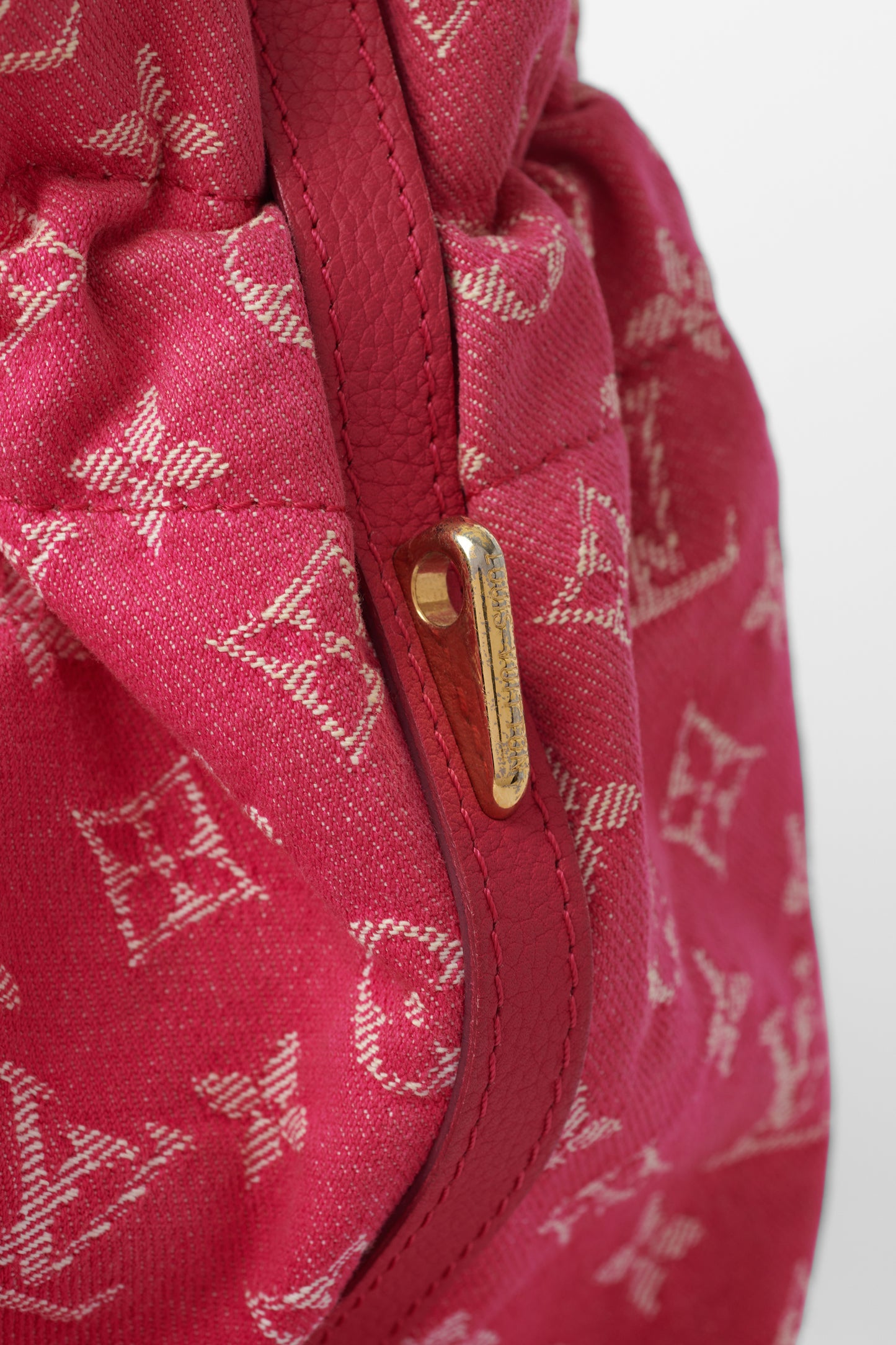 Vintage 2000's Pink Denim Monogram Bucket Bag