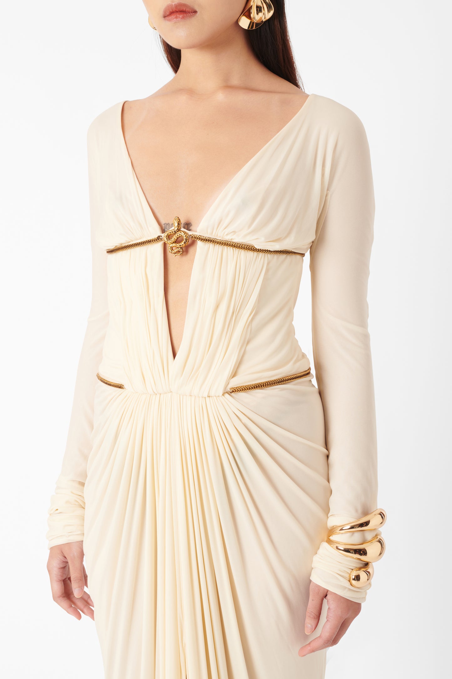 Deadstock F/W 2007 Runway Cream Cleopatra Snake Gown