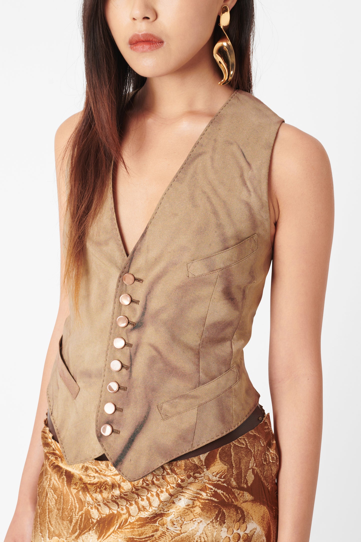 Vintage Lace Up Backless Vest