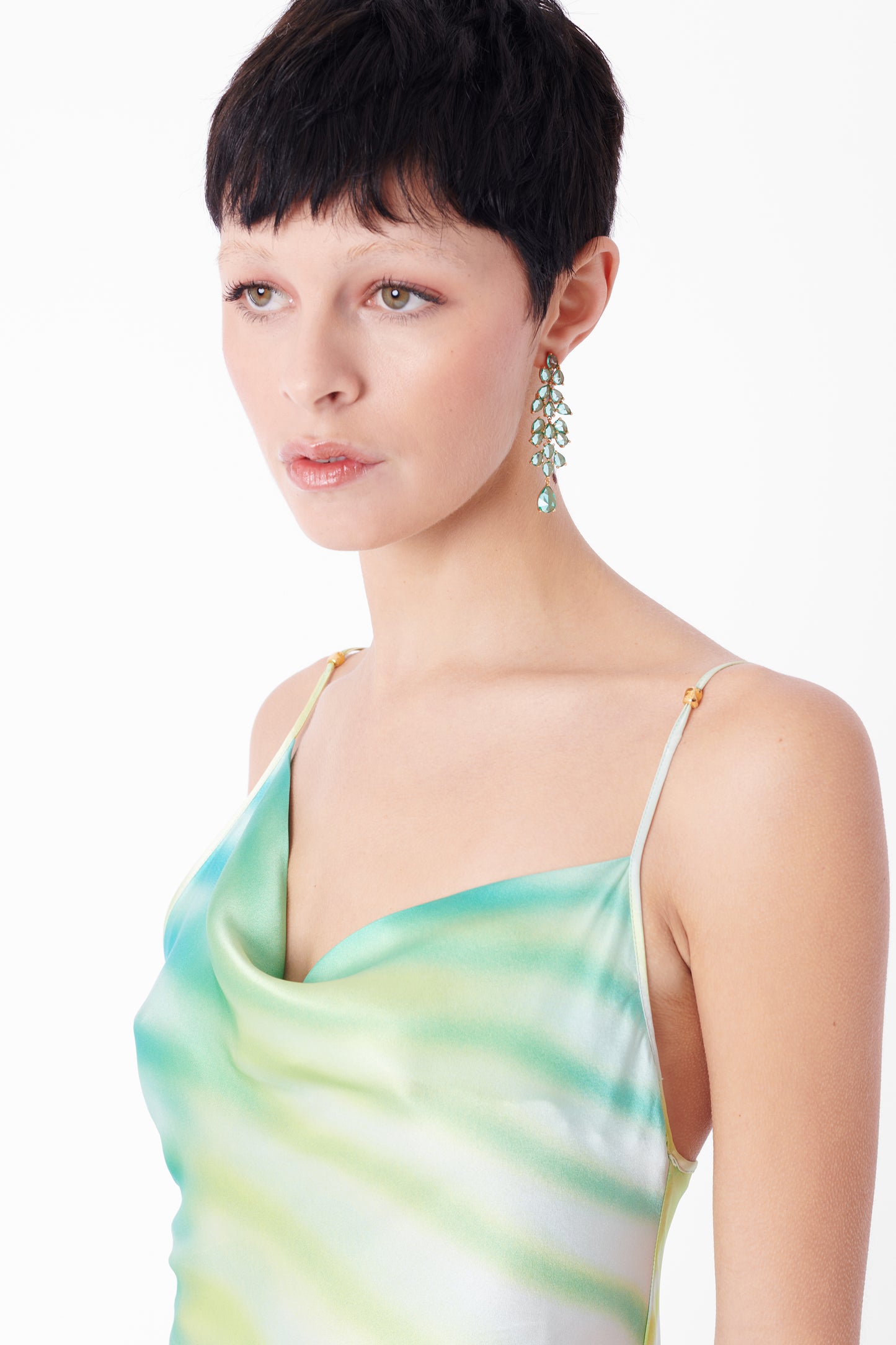 Vintage S/S 2001 Abstract Green Silk Dress