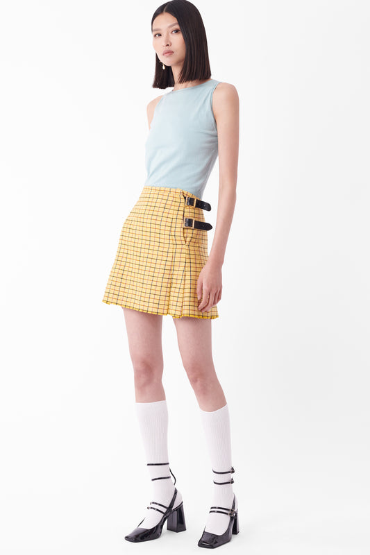 Vintage F/W 1993 Anglomania Yellow Check Skirt