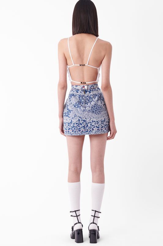 Vintage F/W 1992 ‘Always On Camera’ Lace Print Denim Mini Skirt