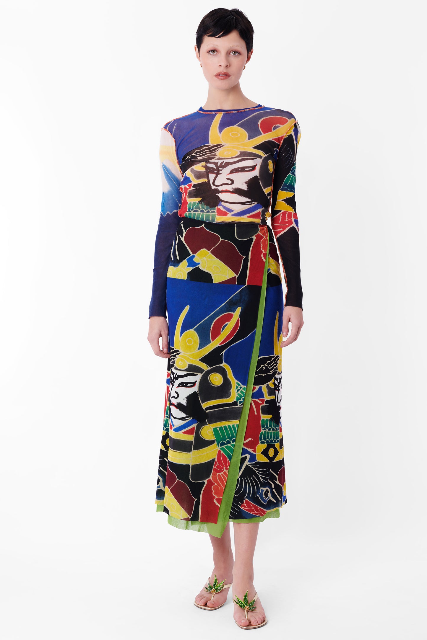 Vintage S/S 1999 Kabuki Print Mesh Co–ord