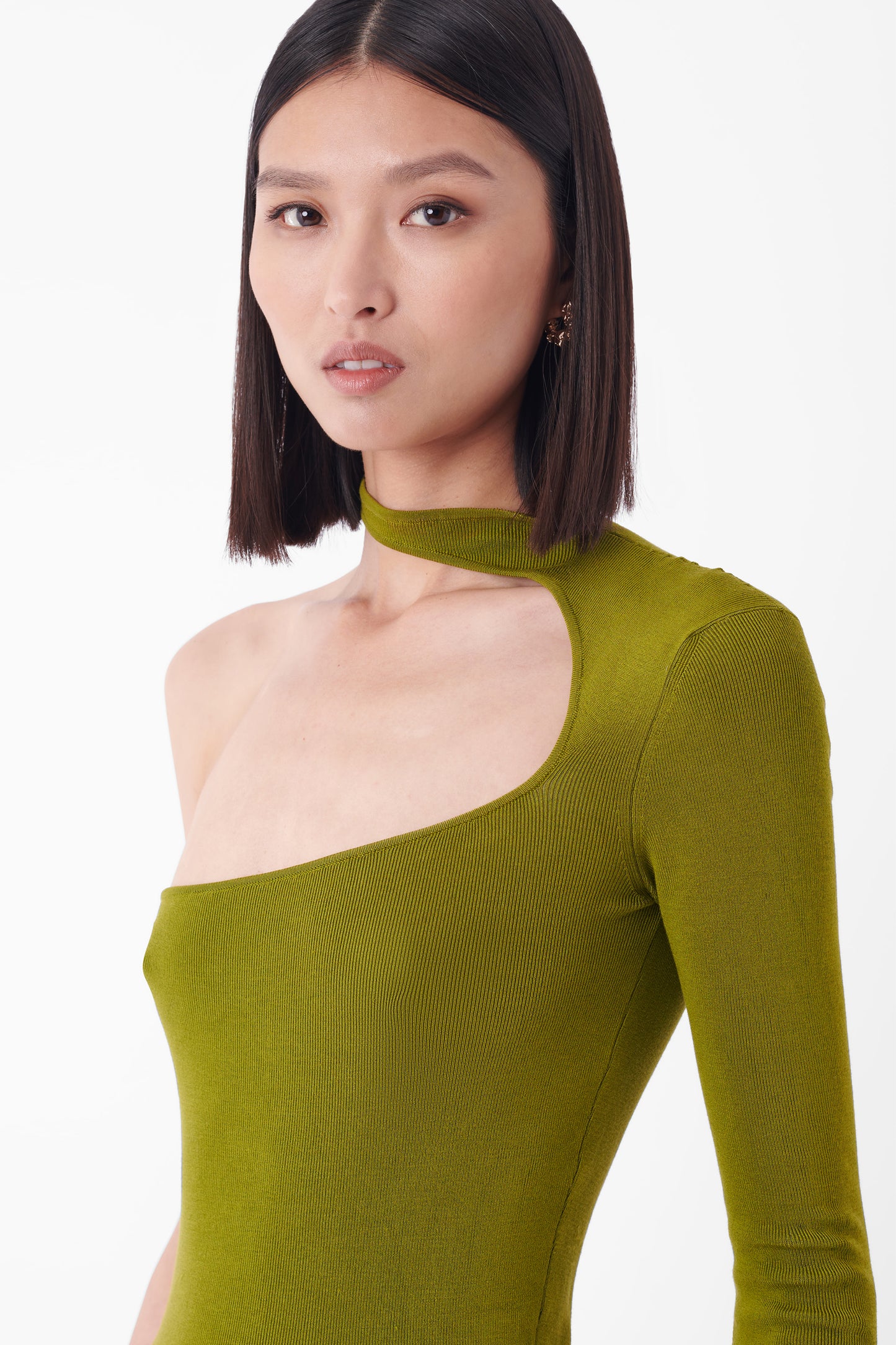 Vintage One Sleeve Green Silk Top