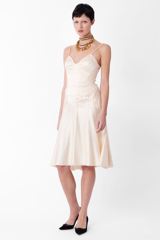 Vintage 2006 Cream Satin Dress