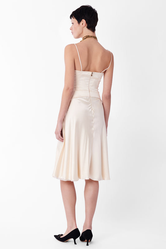 Vintage 2006 Cream Satin Dress