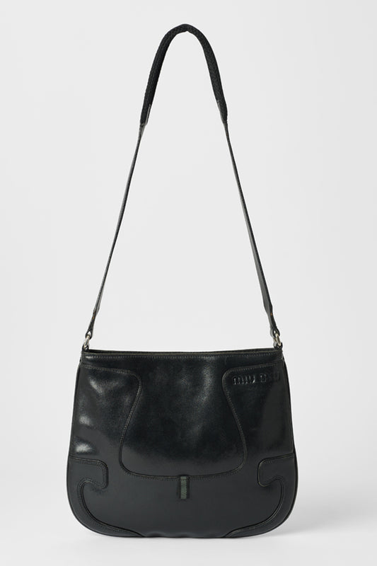 Vintage Black Leather & Neoprene Perforated Bag