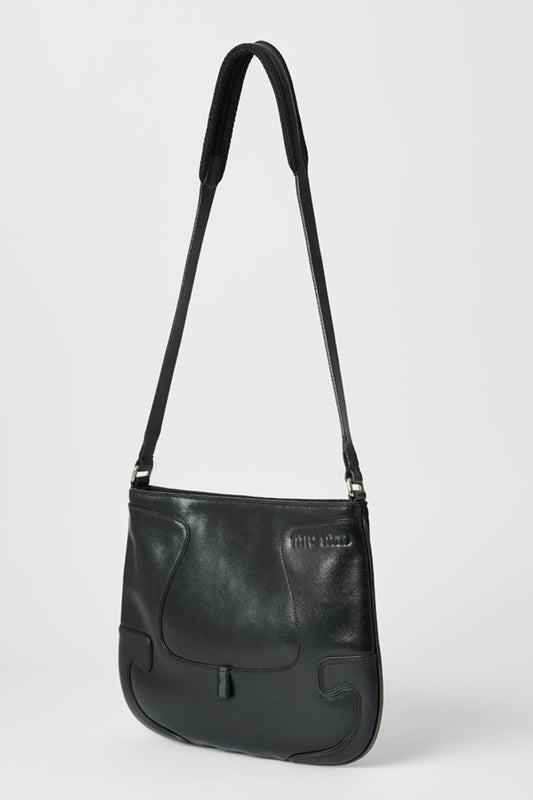 Vintage Black Leather & Neoprene Perforated Bag
