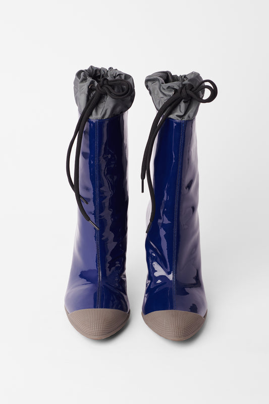 Patent Leather Drawstring Ankle Boot