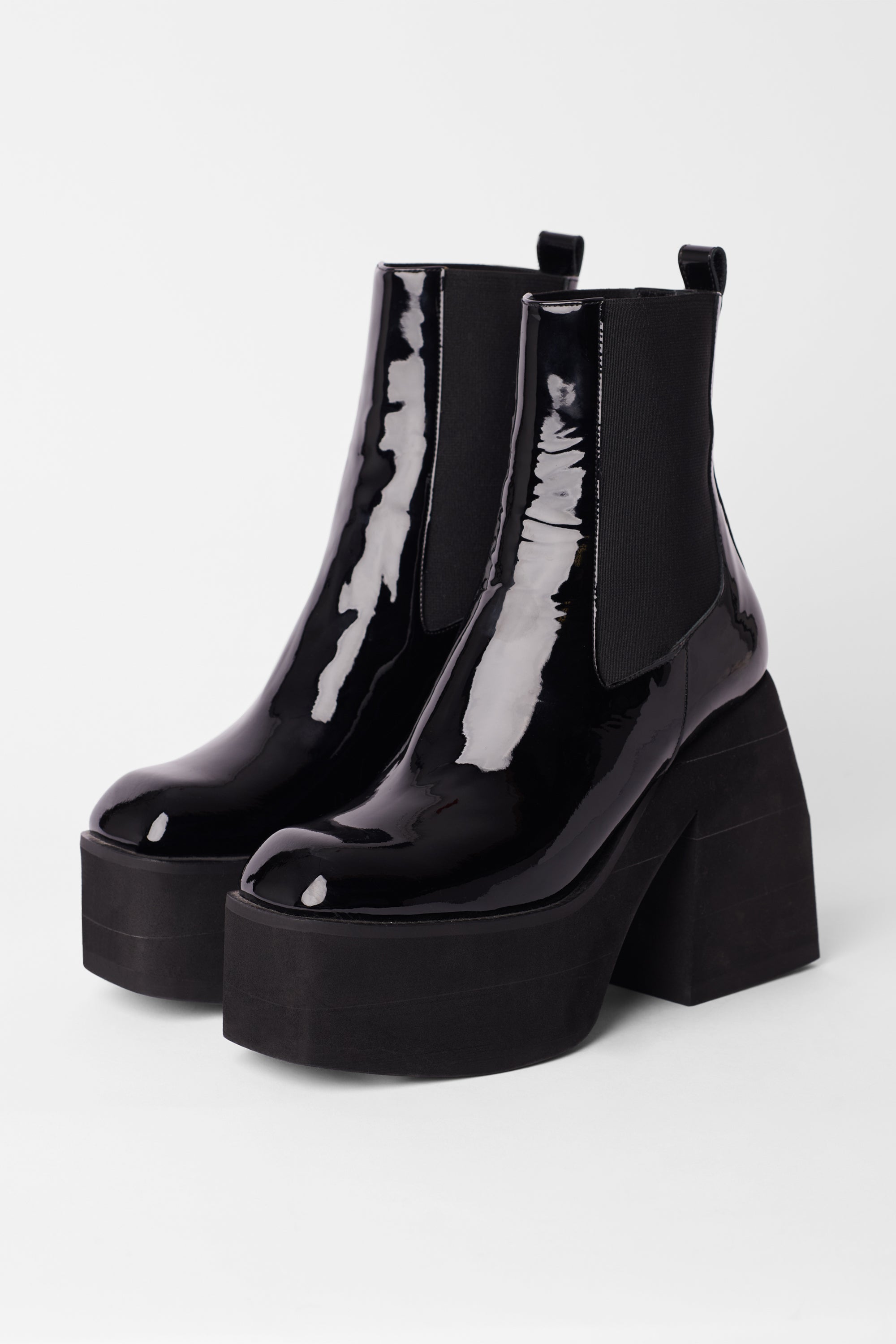 Chunky Platform Patent Black Boots