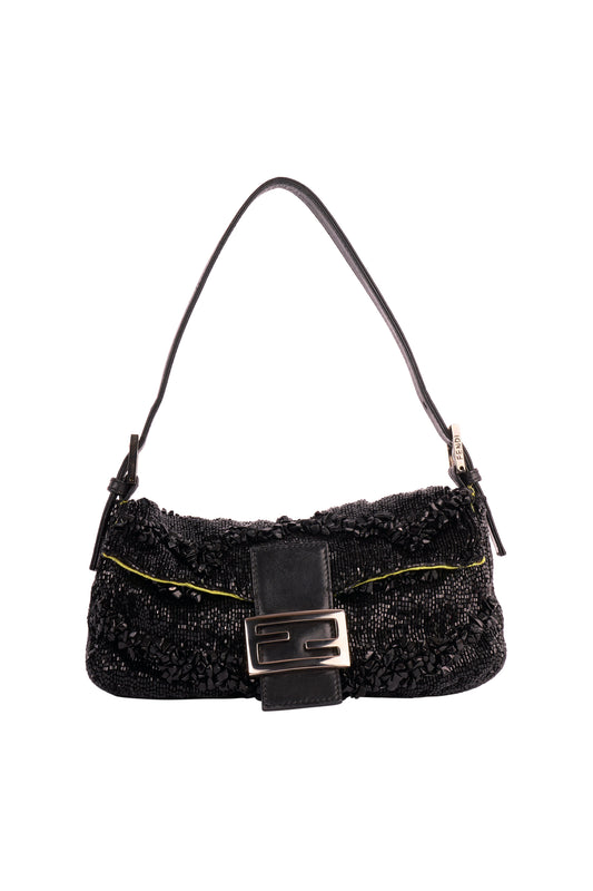 Vintage 1990'S Fendi Black Sequin Baguette Bag