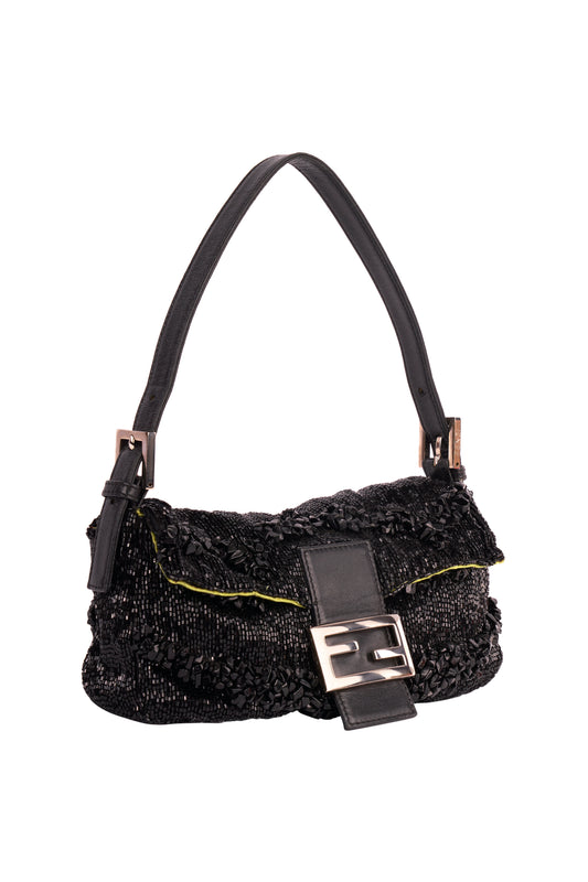 Vintage 1990'S Fendi Black Sequin Baguette Bag