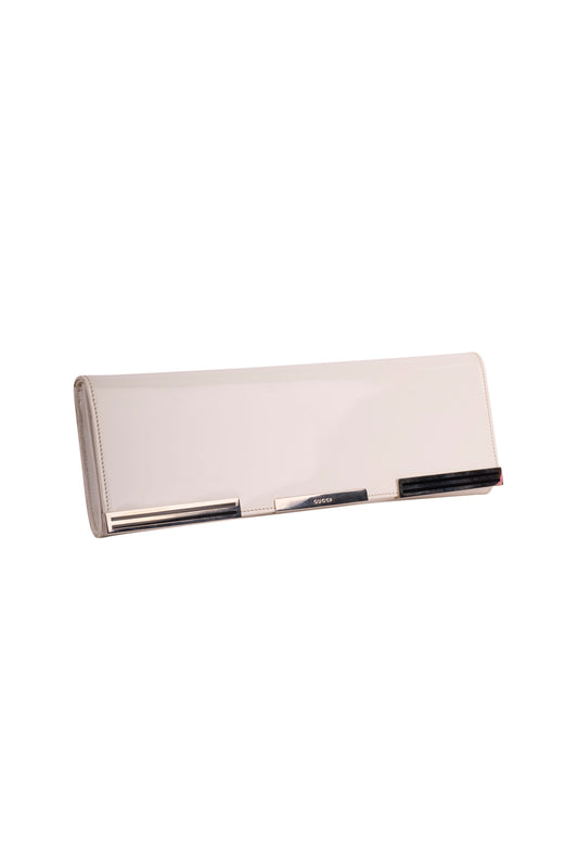 Vintage Gucci 1980's White Patent Rectangular Clutch