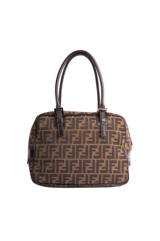 Vintage Fendi 1990's Brown Zucca Print Cloth Tote Bag