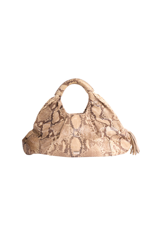 Vintage Gianfranco Ferre Beige Tone Snake Skin Handbag