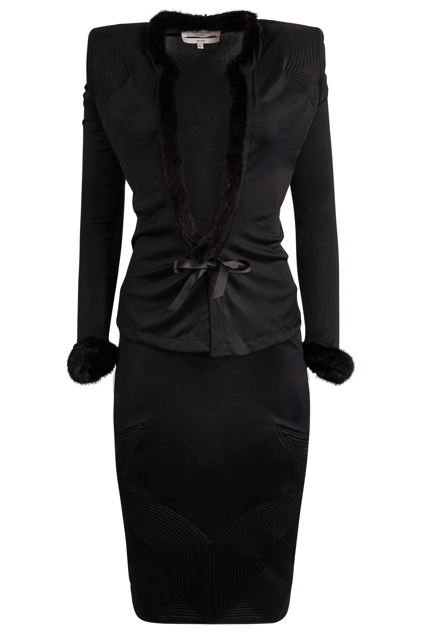 Vintage Yves Saint-Laurent Rive Gauche A/W 2004 Mink Trim Co ord Set
