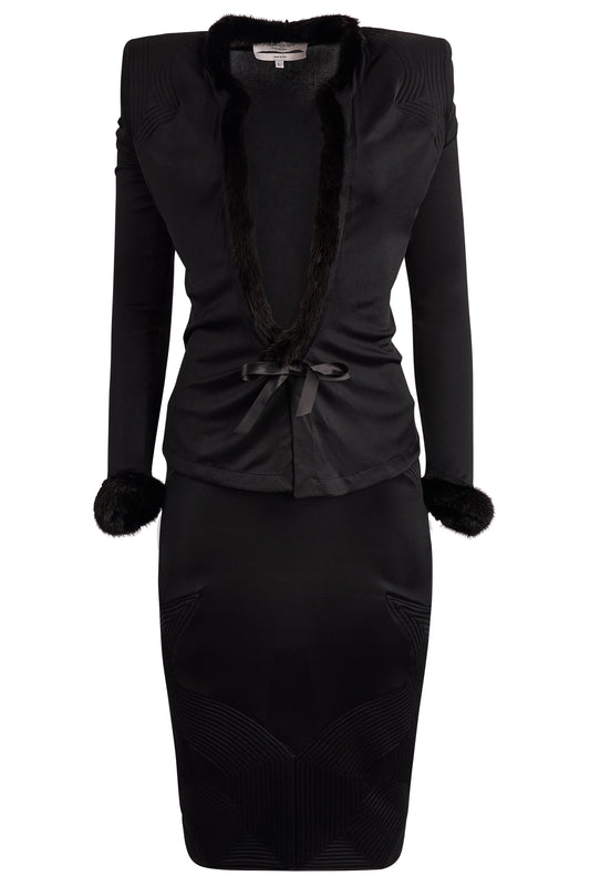 Vintage Yves Saint-Laurent Rive Gauche A/W 2004 Mink Trim Co ord Set