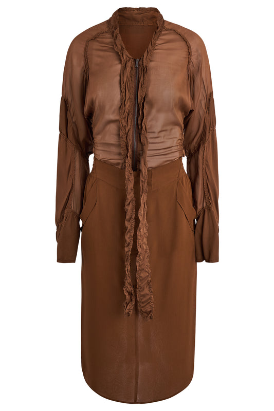 Vintage Yves Saint Laurent Rive Gauche By Tom Ford S/S 2002 Silk Brown Co Ord Set